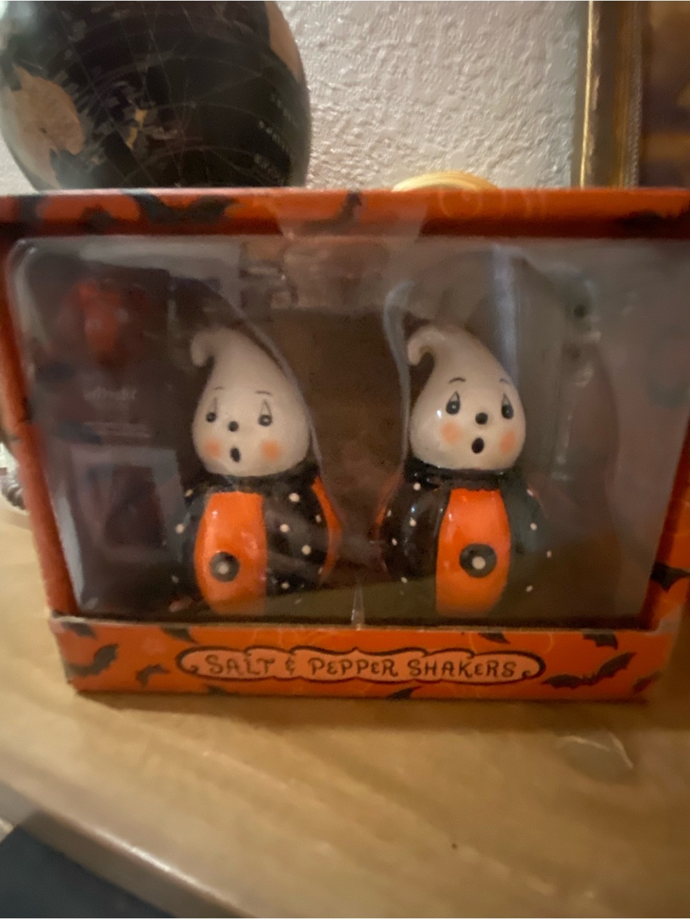 Johanna Parker Halloween Ghost Salt & Pepper Shakers - Orange and Black